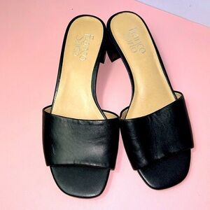 Franco Sarto Black Leather Mules